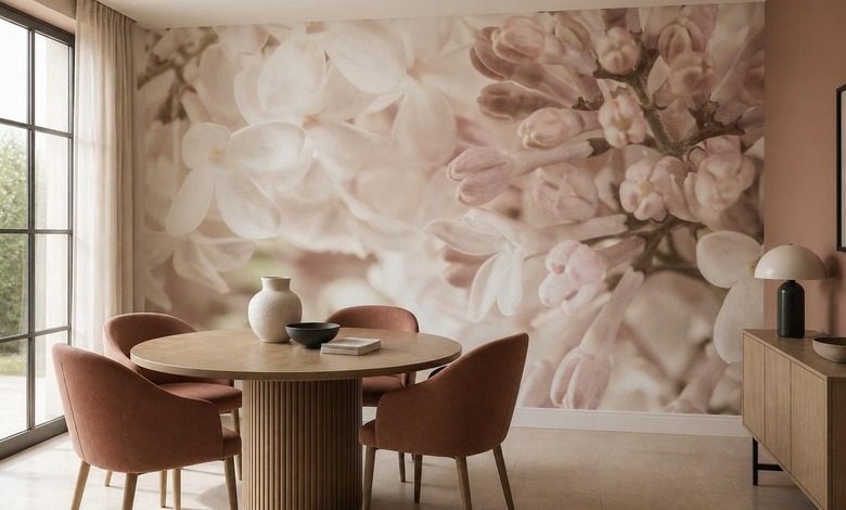 delikat harmoni av rosa och kram blommor tapeter tapeter demural