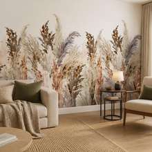 Elegant-dekoration-med-pampasgras-tapeter-for-vardagsrummet-tapeter-demural