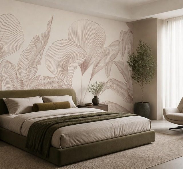 minimalistiskt lovmotiv i dampad fargpalett tapeter for sovrummet tapeter demural
