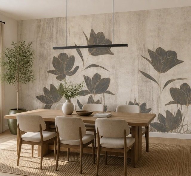 harmonisk komposition av blomformade silhuetter blommor tapeter tapeter demural