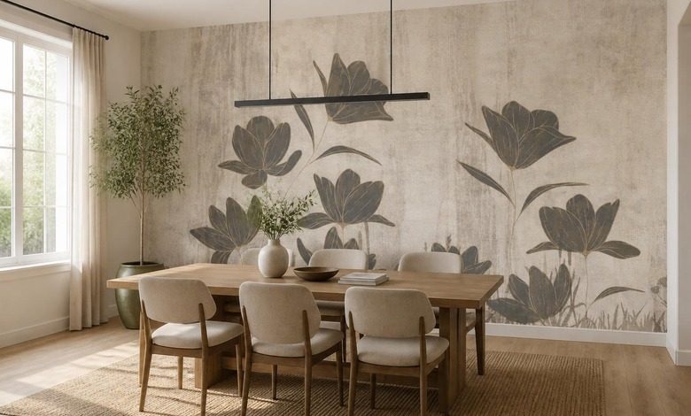 harmonisk komposition av blomformade silhuetter blommor tapeter tapeter demural