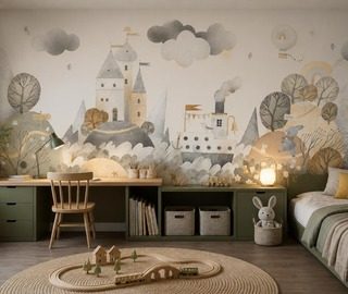 mjuk rytm och sagaaktig panoramaskala pa vaggen tapeter for ett barns rum tapeter demural