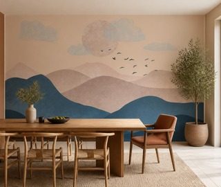 kontrasterande blatt och beige i bergslandskapet berg tapeter tapeter demural