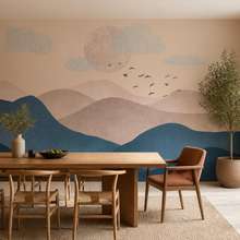 Kontrasterande-blatt-och-beige-i-bergslandskapet-berg-tapeter-tapeter-demural