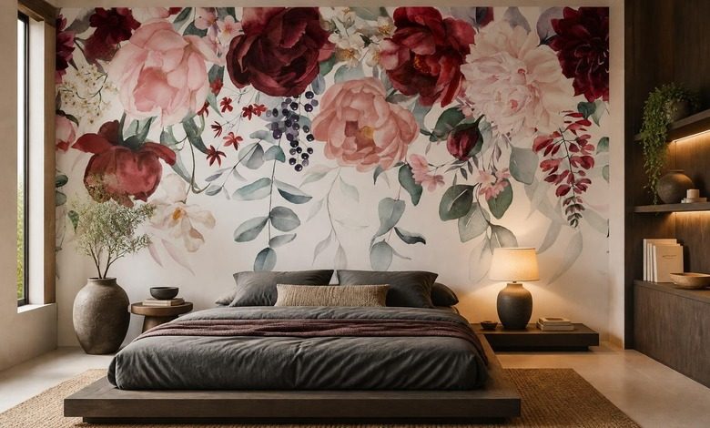 mjukt ljus med blomsterinspiration tapeter for sovrummet tapeter demural