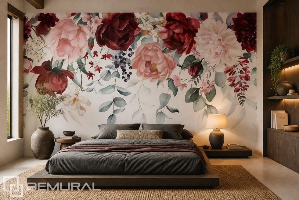 Mjukt ljus med blomsterinspiration Tapeter för sovrummet Tapeter Demural