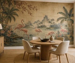 rytmiskt arrangemang av flamingomotiv orientaliska tapeter tapeter demural