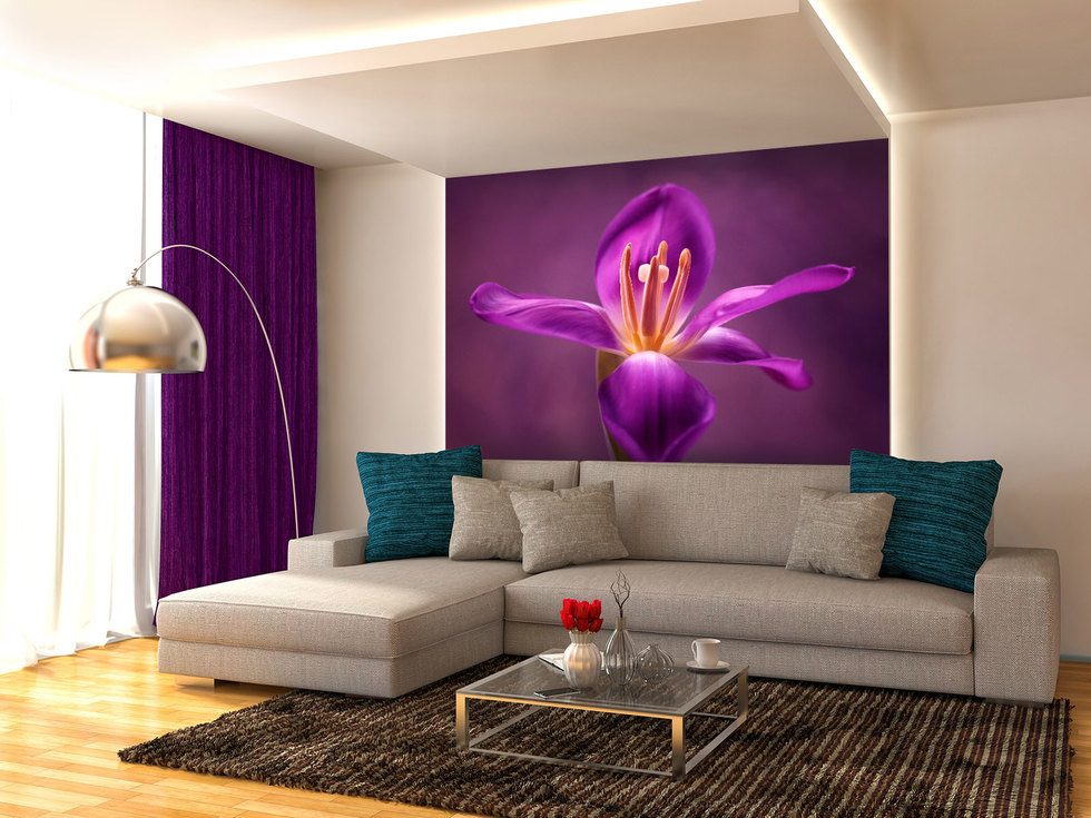 Blommigt violett Blommor Tapeter Tapeter Demural