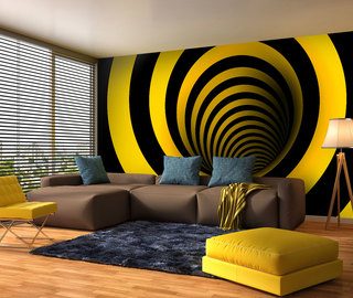 spiral i gult och svart optisk forstoring tapeter tapeter demural