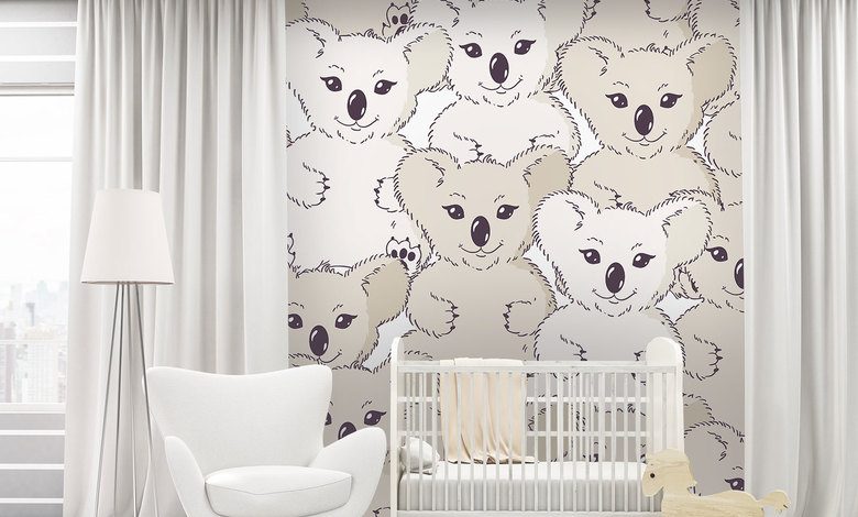 med en koala bjorn pa vaggen tapeter for ett barns rum tapeter demural