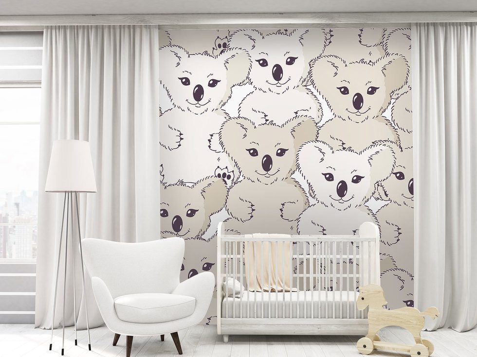 Med en koala björn på väggen Tapeter för ett barns rum Tapeter Demural