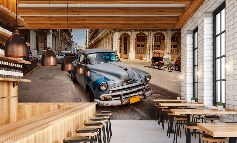 genom gatorna i stader fran ar sedan tapeter for ett kafe tapeter demural