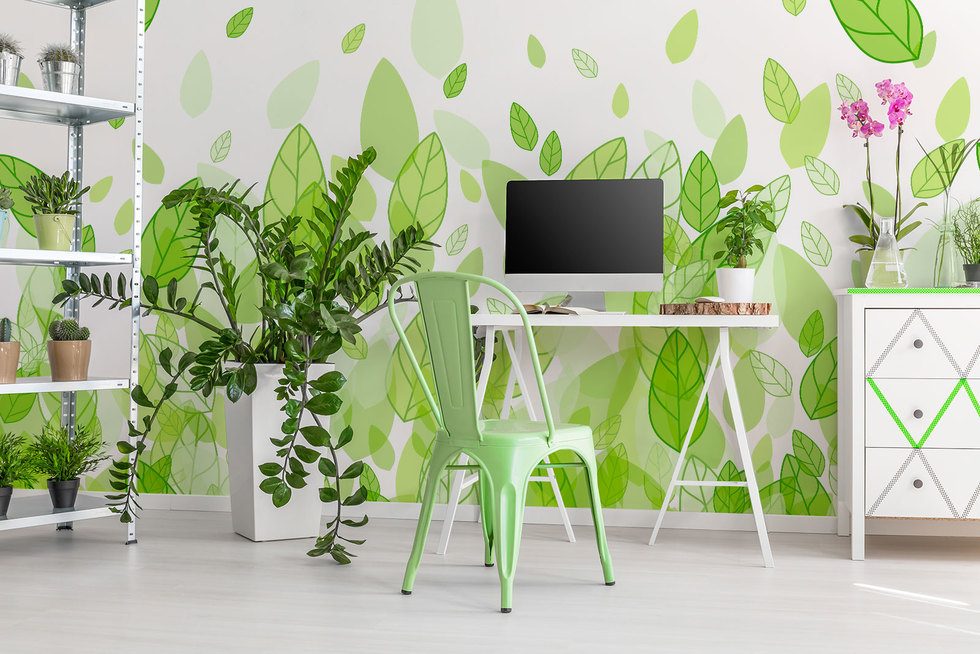 Floristisk grön glädje Tapeter för vardagsrummet Tapeter Demural
