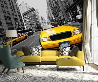 gul taxi i new york stad tapeter tapeter demural