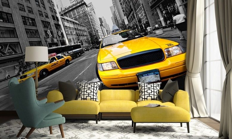 gul taxi i new york stad tapeter tapeter demural