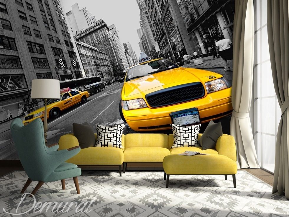Gul taxi i New York Stad Tapeter Tapeter Demural