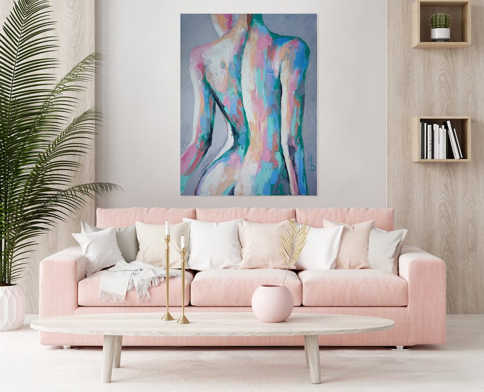 En konstnärlig, diskret och charmerande naken Tavlor för vardagsrummet Tavlor Demural