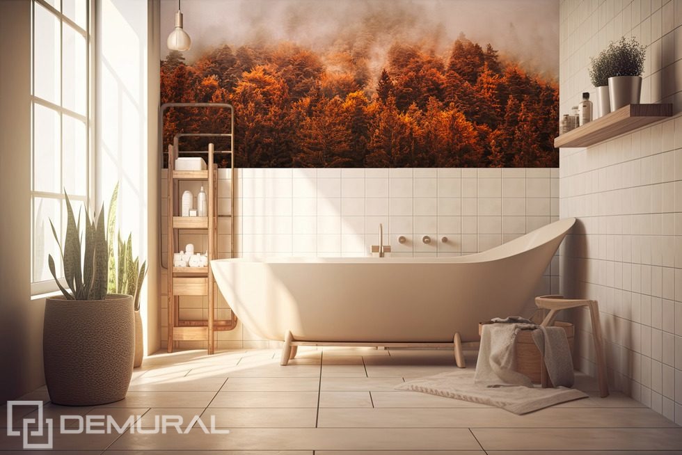 Höstens skönhet i skogen Tapeter för badrummet Tapeter Demural