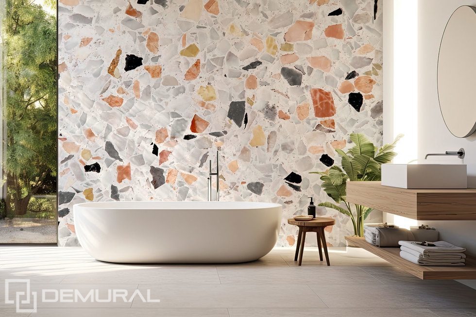 Mosaikaccent i en modern interiör Texturer Tapeter Tapeter Demural