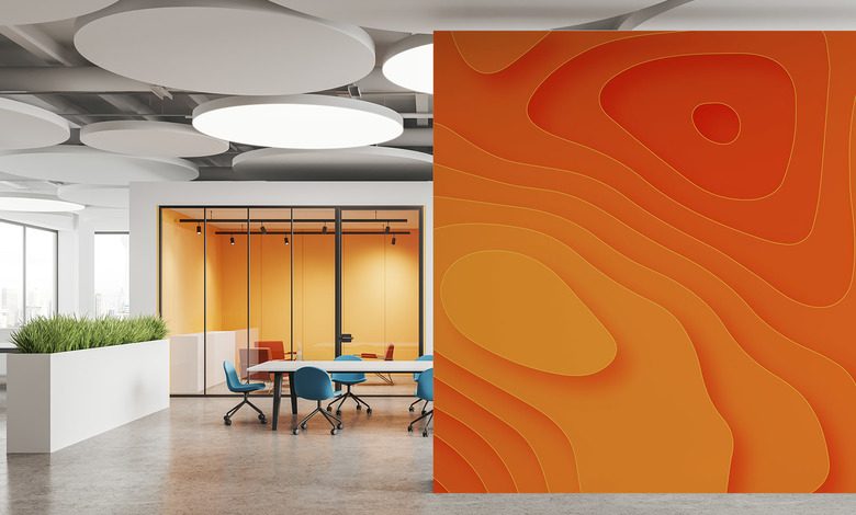energisk abstraktion i orange toner abstrakta tapeter tapeter demural